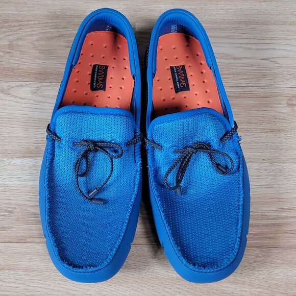 Swims Shoes Mens 9 Blue Black Orange Moccasin Driving Loafers‎ Water Beach - Picture 3 of 8
